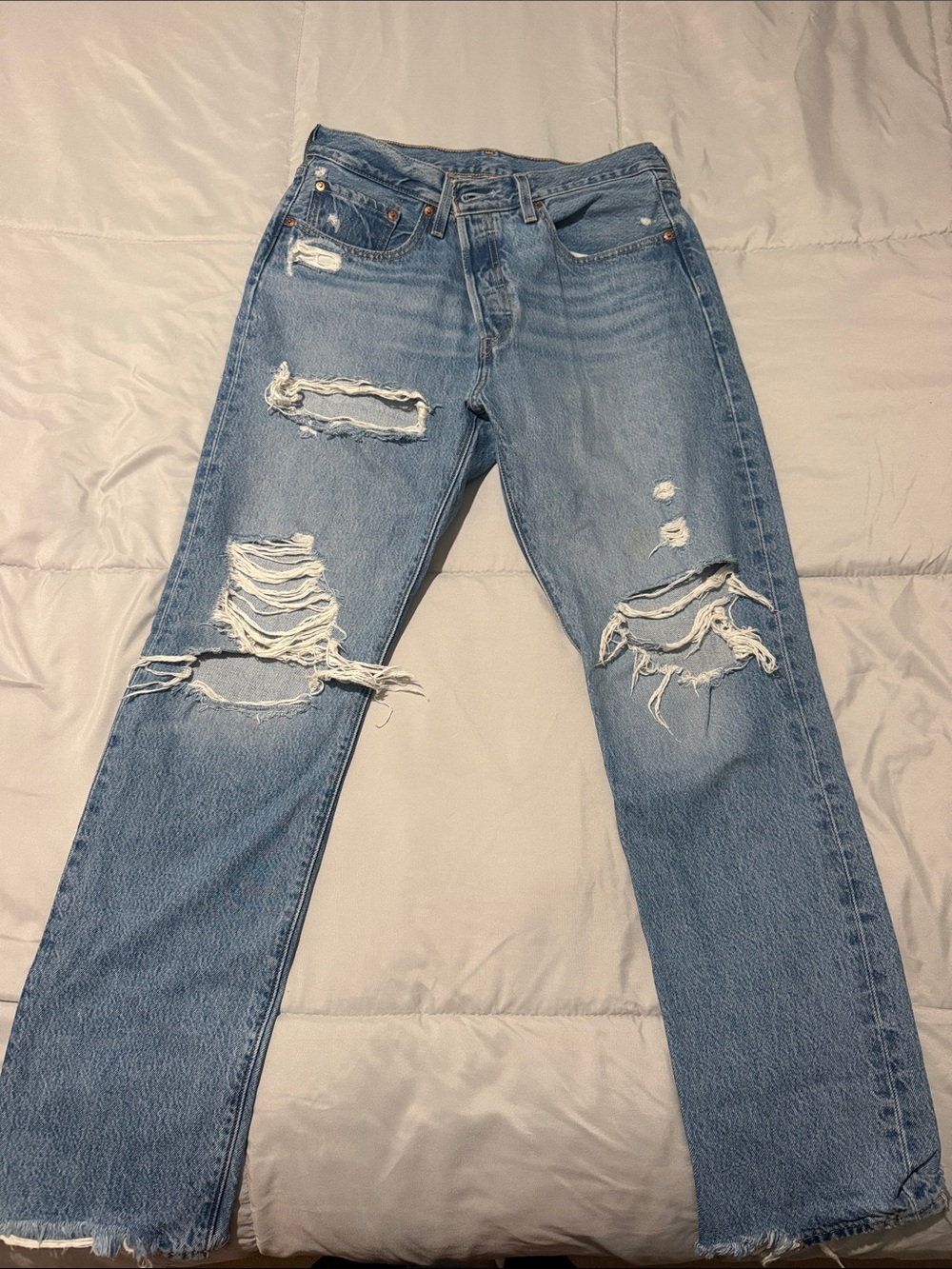 Levi's Light Blue Distressed Relaxed Jeans